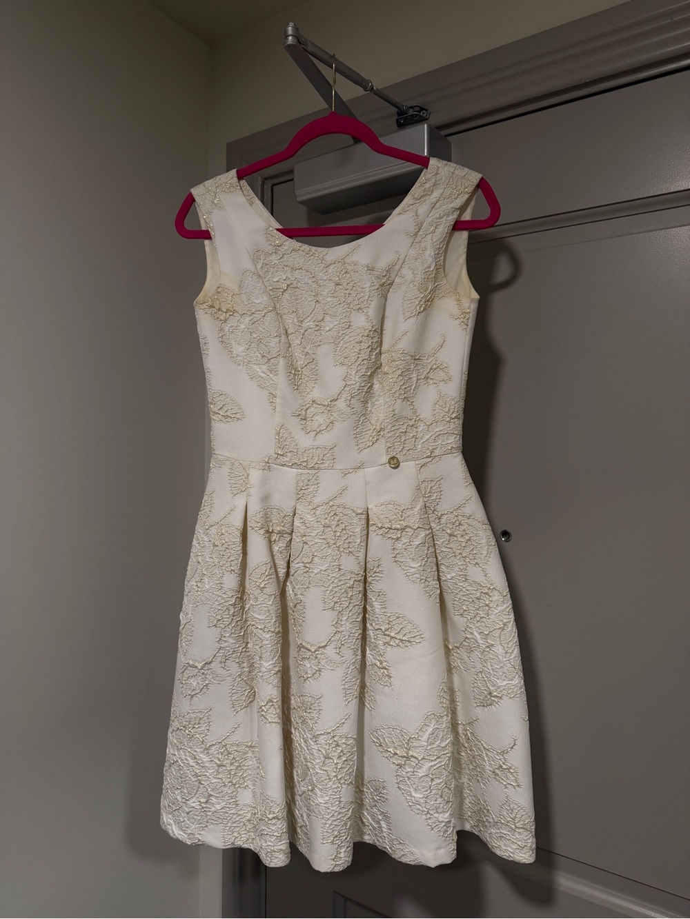 Sleeveless Cream Embroidered Midi Dress